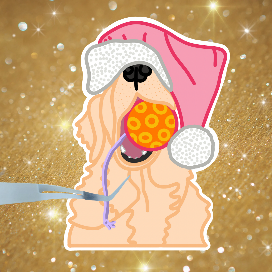 Naughty Golden retriever Christmas sticker