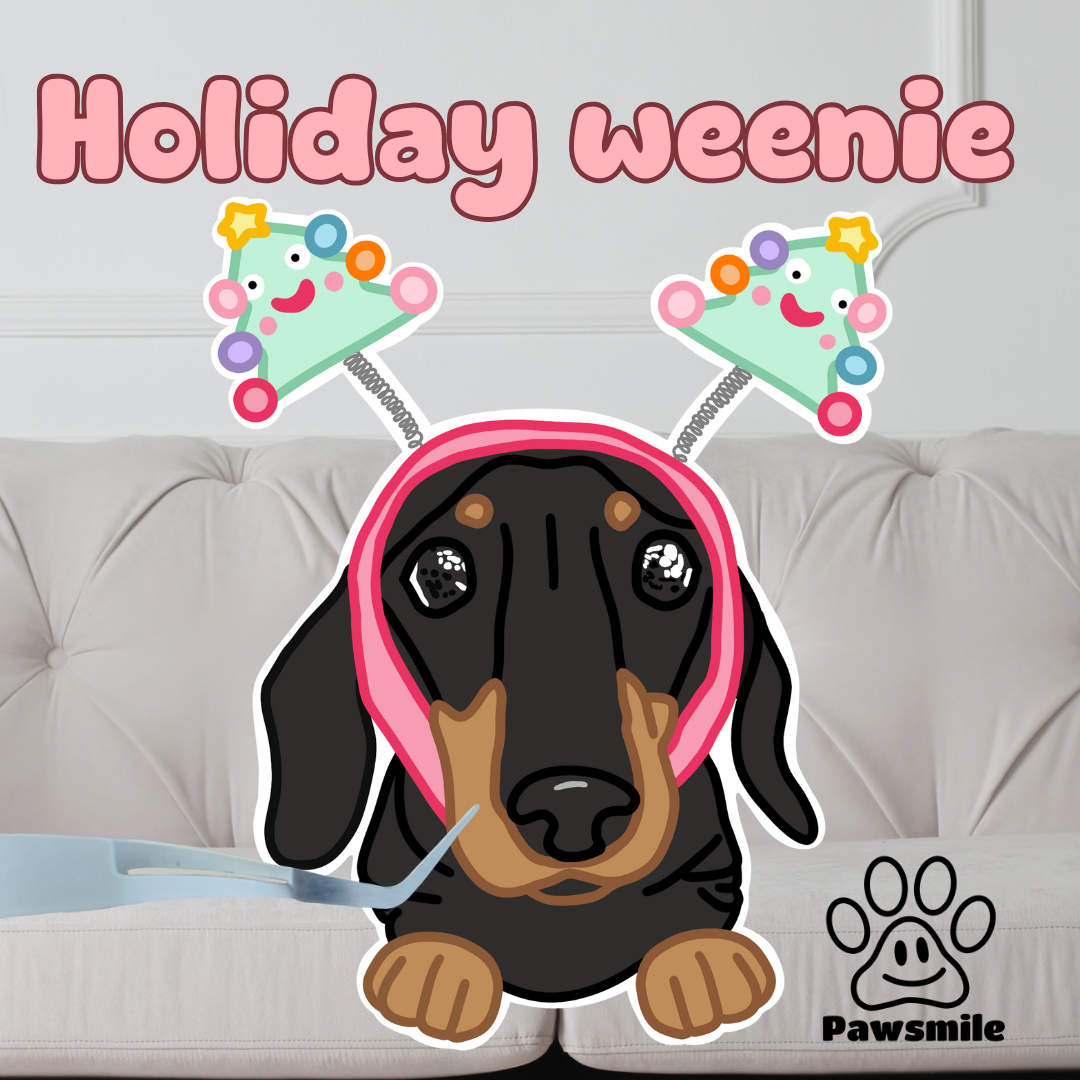 Holiday weenie teckel Christmas sticker