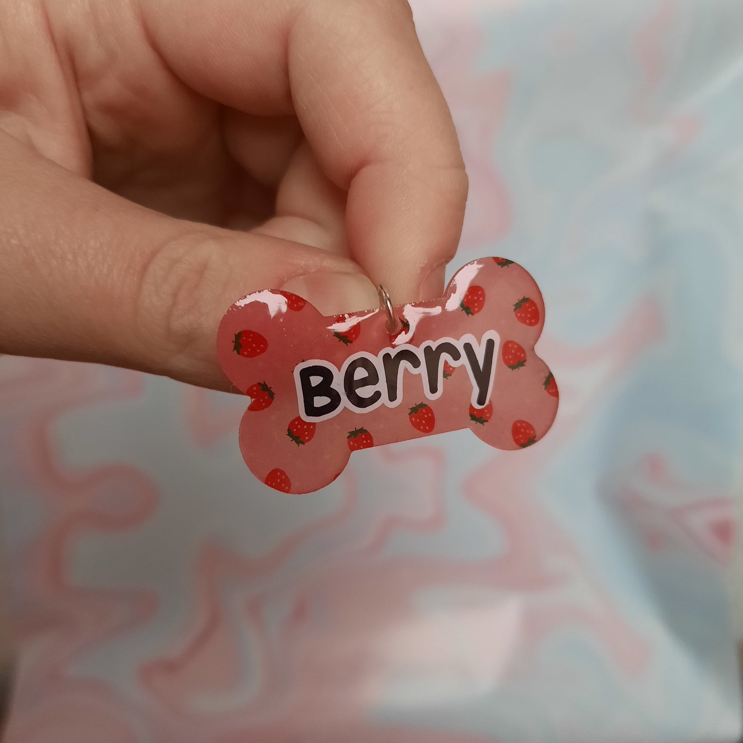 Custom Strawberry pet id tag