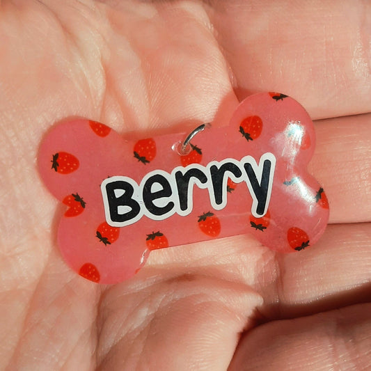 Custom Strawberry pet id tag