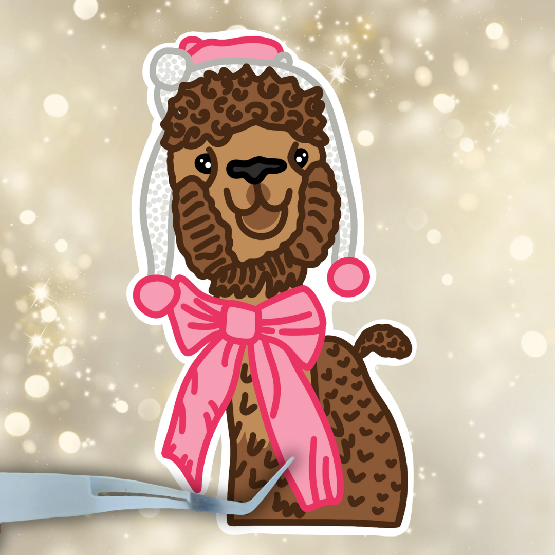 Warm woolly alpaca Christmas sticker