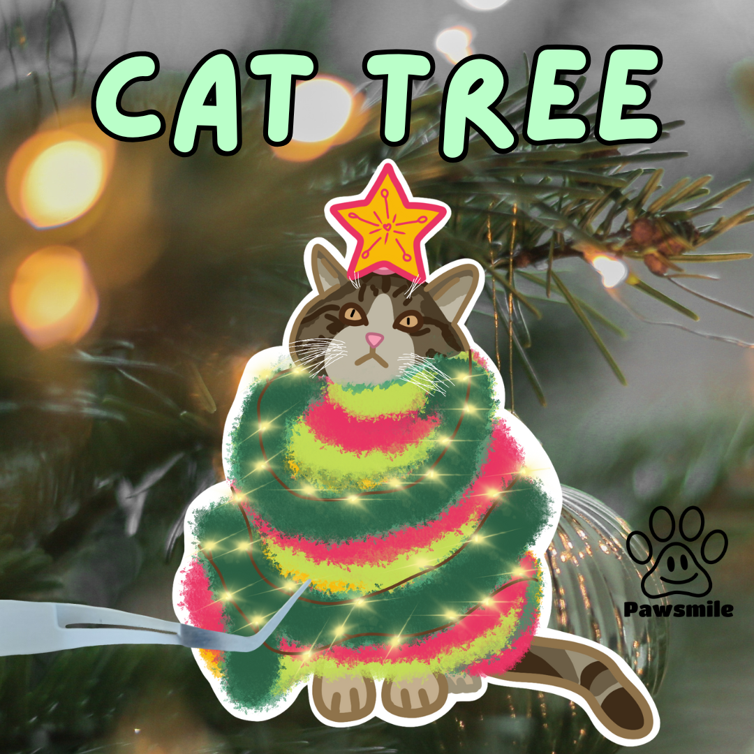 Cat tree Christmas sticker