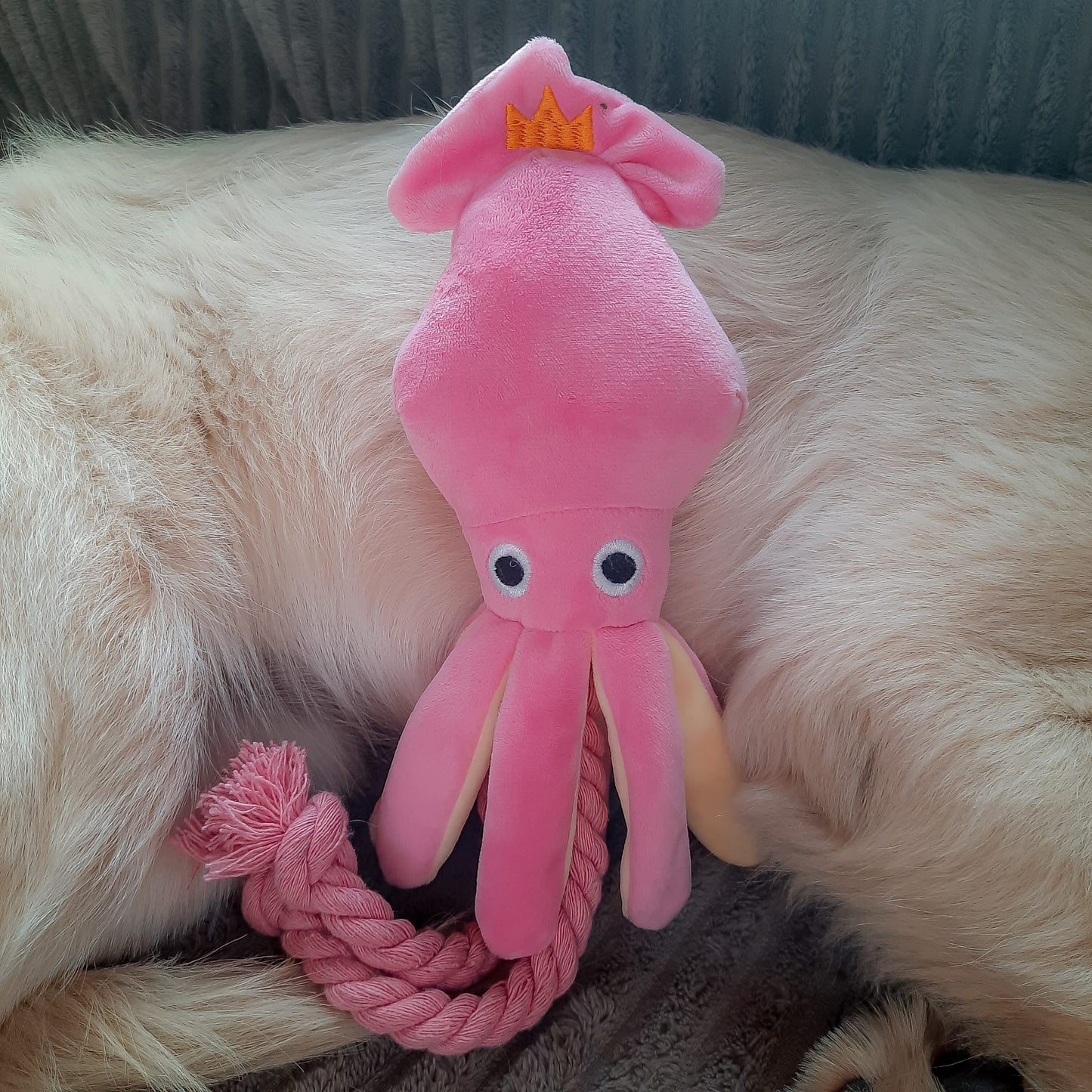 Pink squid dog toy - SALE