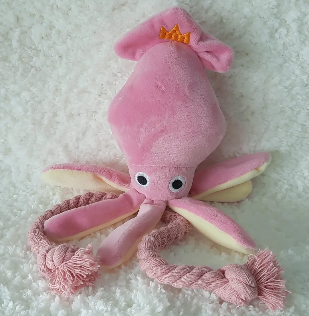 Pink squid dog toy - SALE