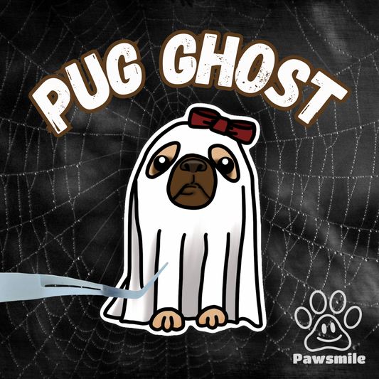 Pug ghost sticker