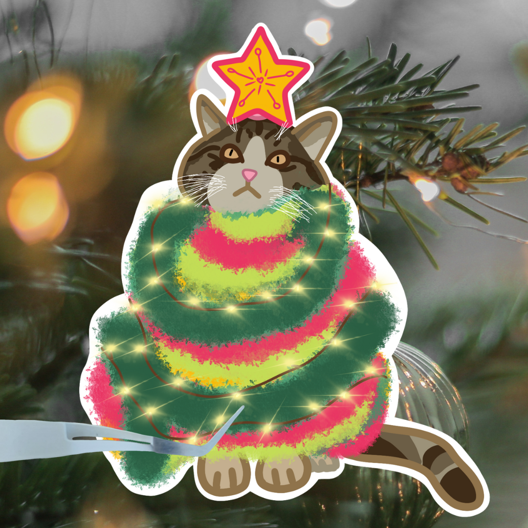 Cat tree Christmas sticker