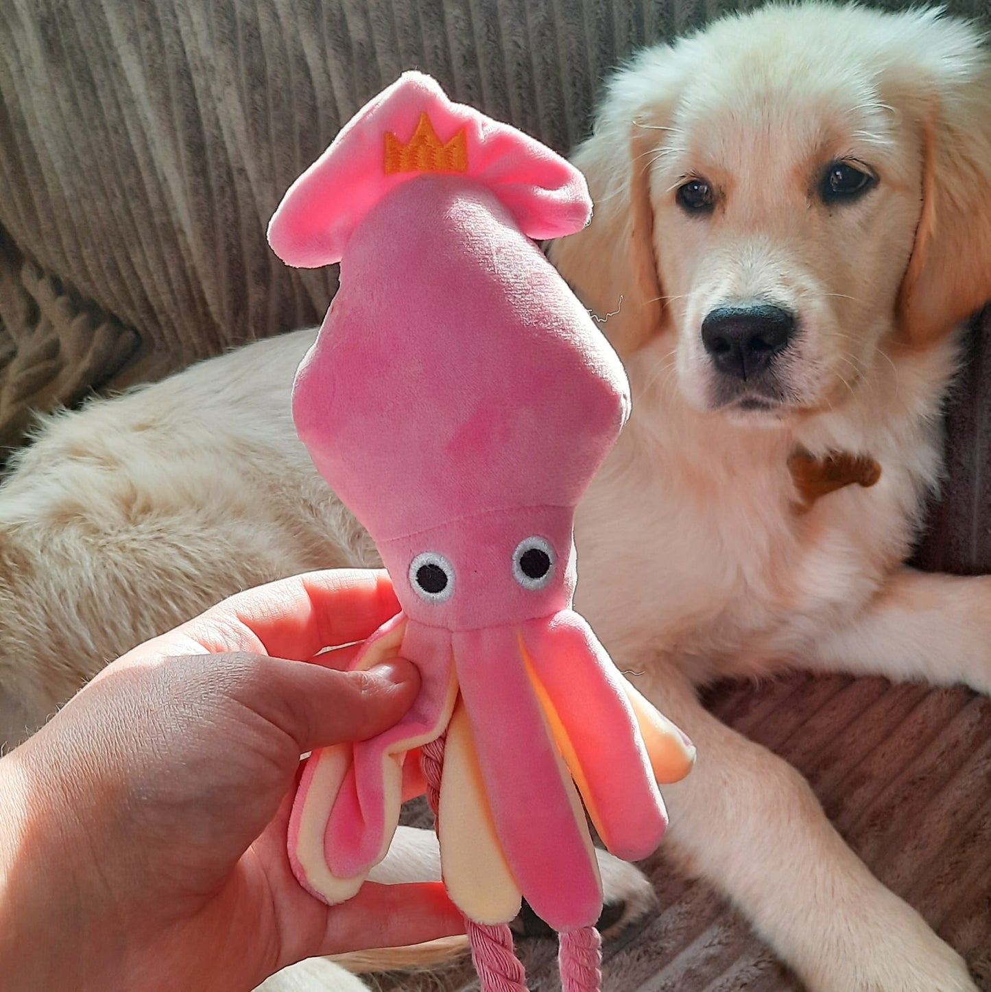 Pink squid dog toy - SALE