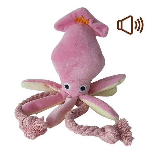 Pink squid dog toy - SALE